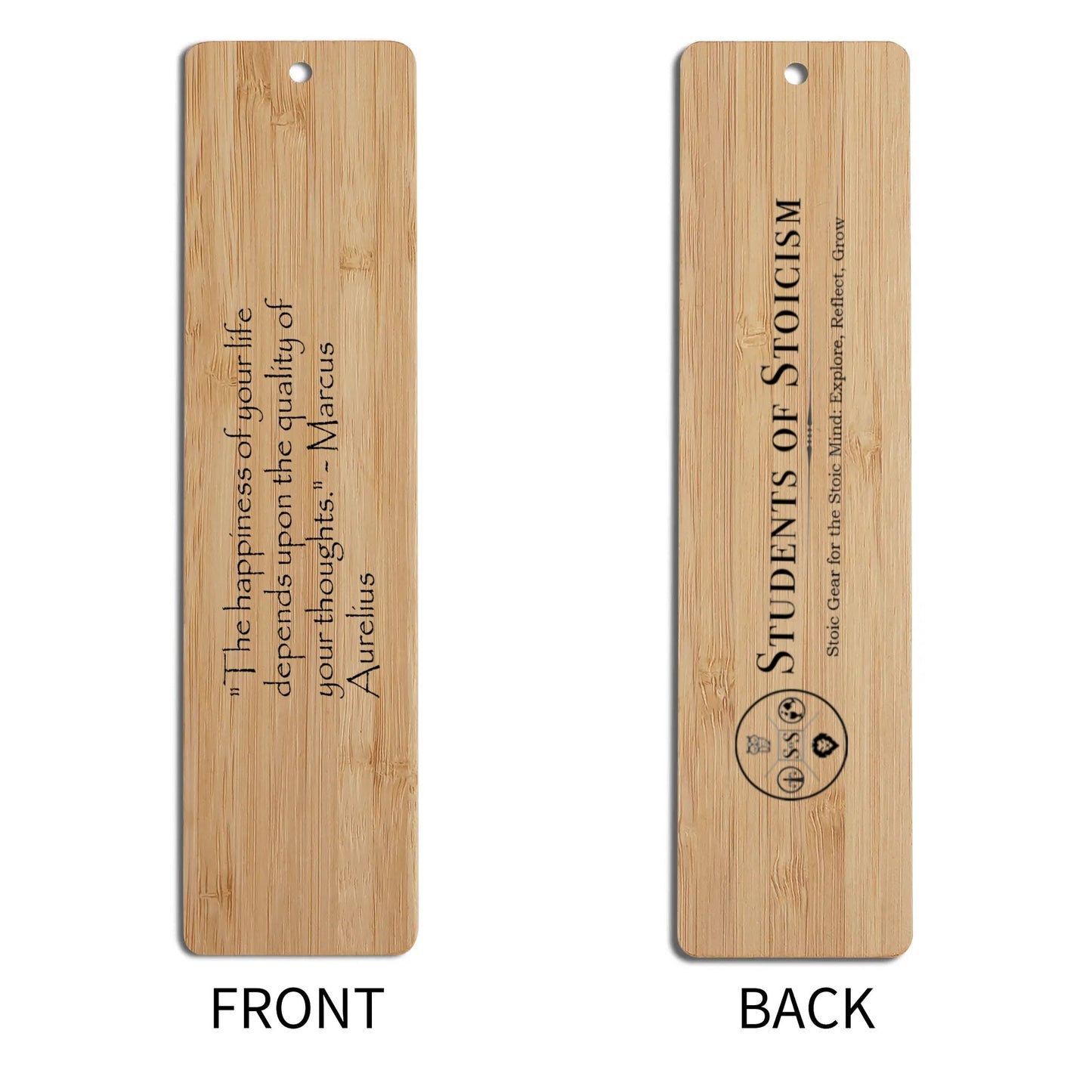 Marcus Aurelius 'Happiness of Life' Wood Bookmark – Stoic Philosophy