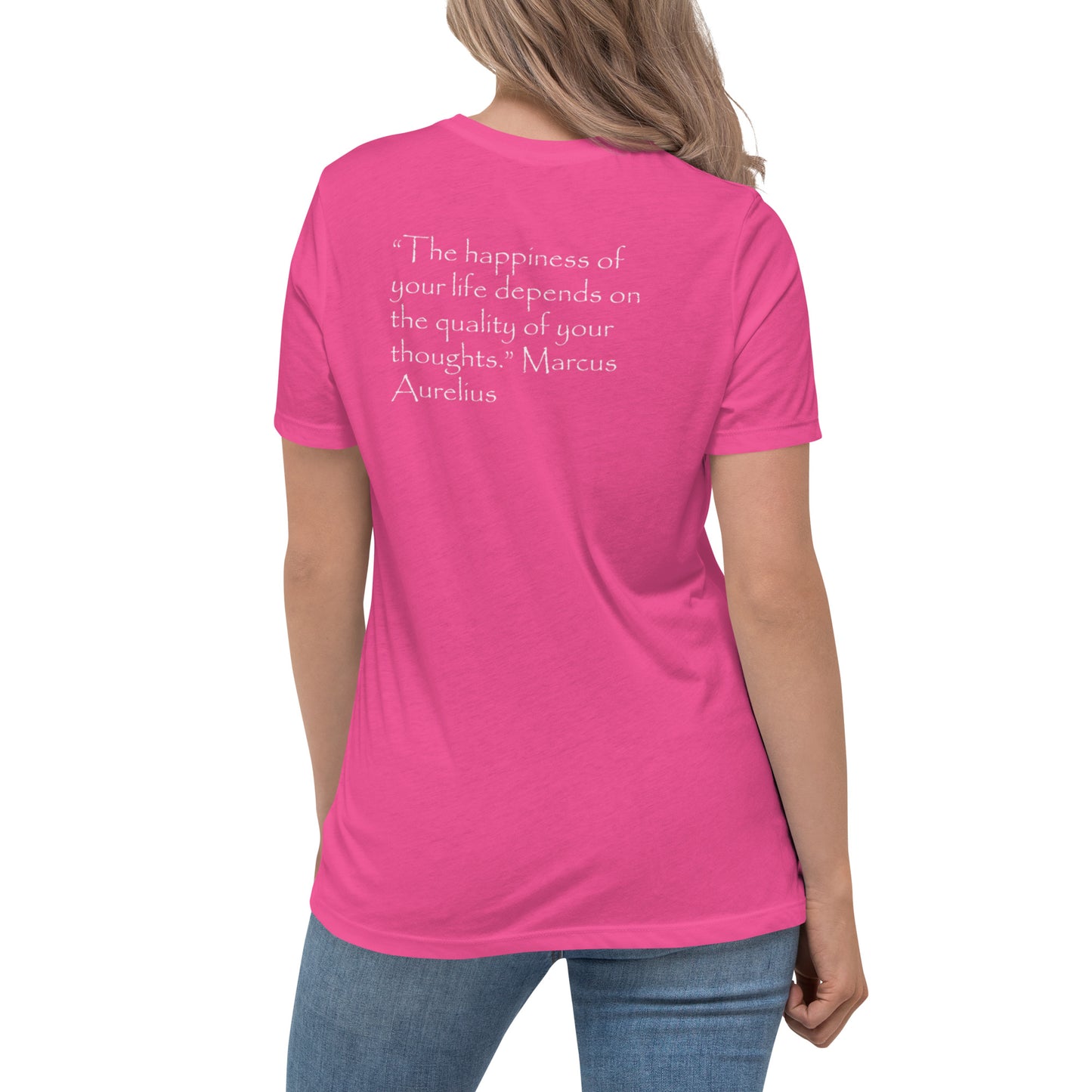 Woman's T-Shirt - Marcus Aurelius 'The Happiness of Your Life' Stoicism Quote