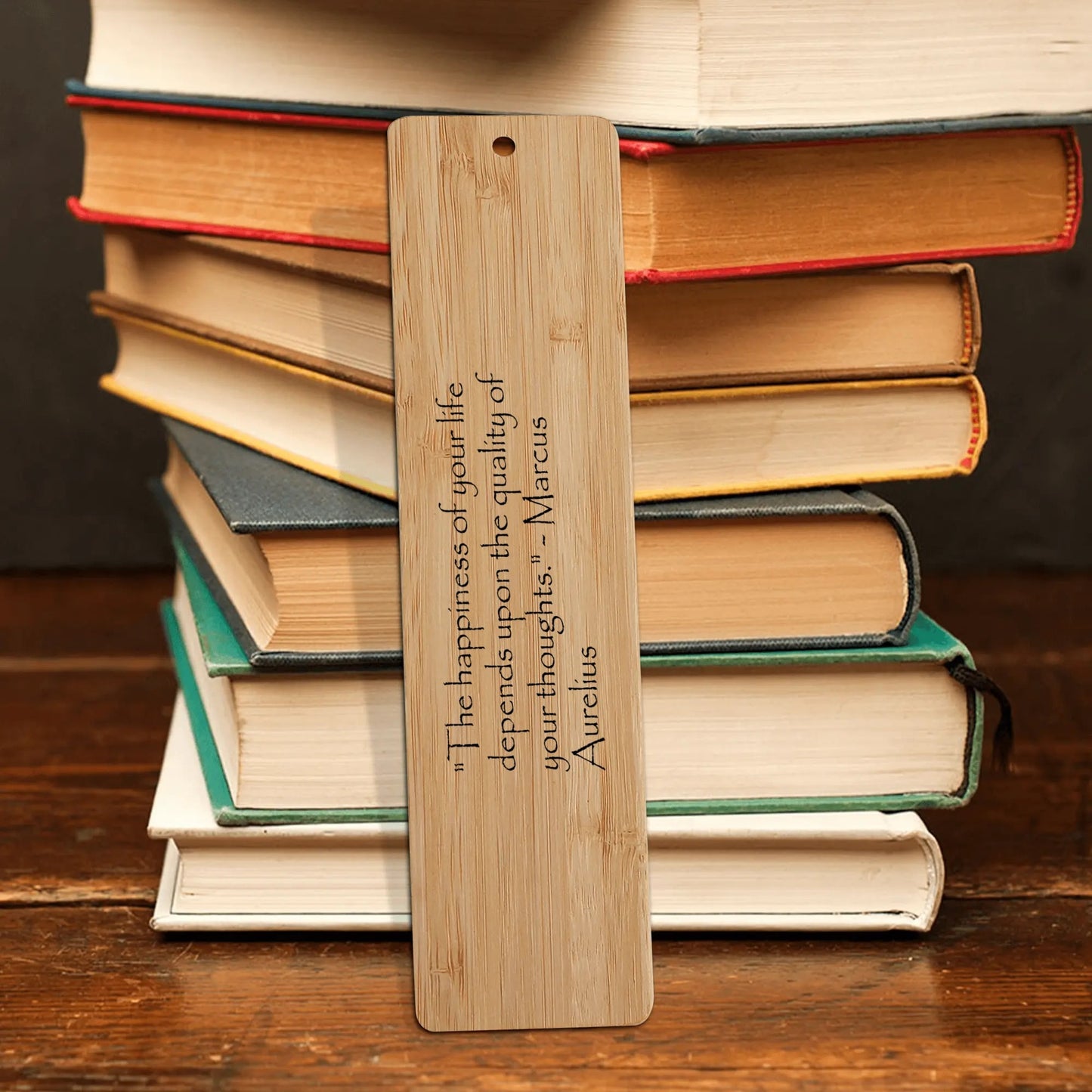 Marcus Aurelius 'Happiness of Life' Wood Bookmark – Stoic Philosophy